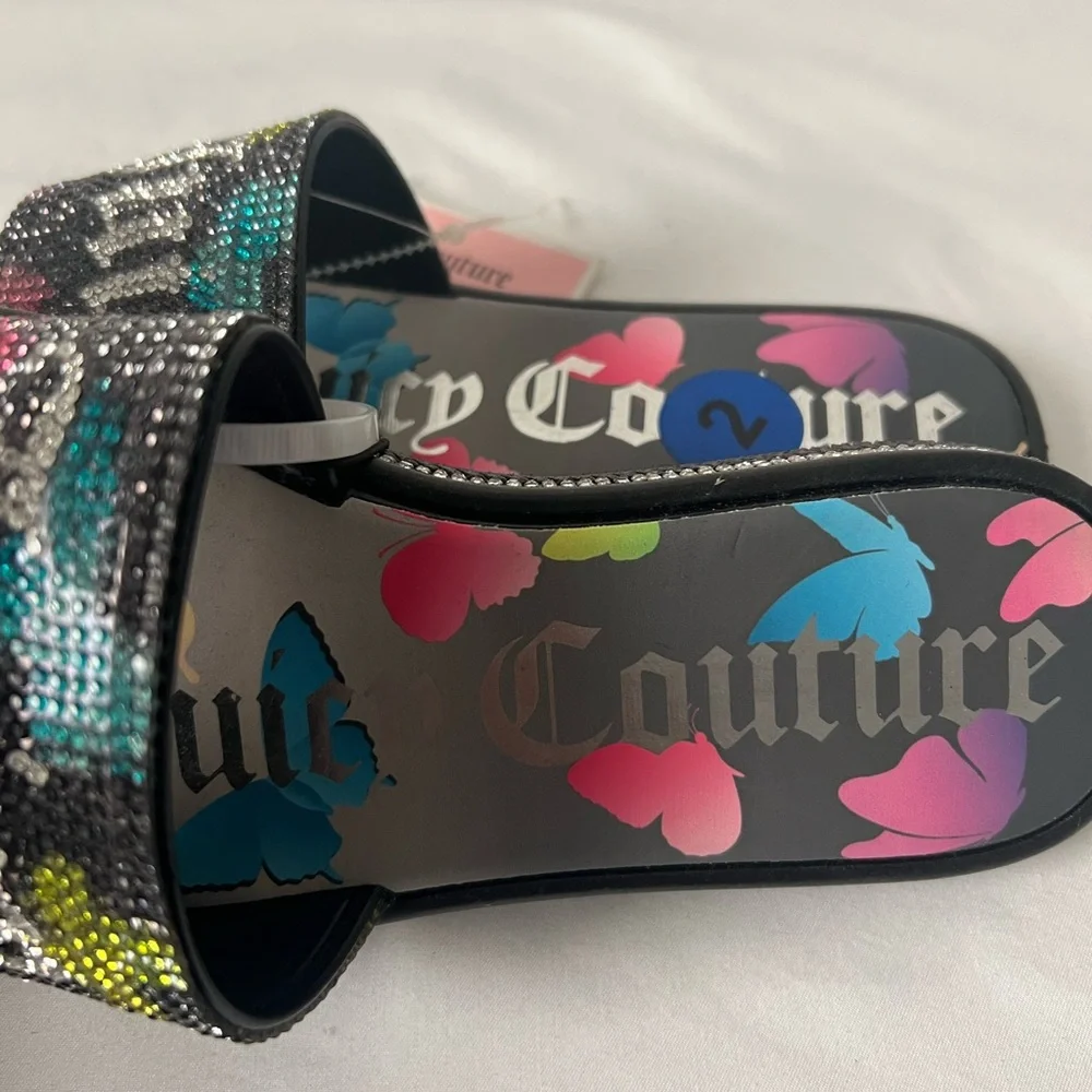 Juicy Couture Squaw  Valley Binged‎ Rhinestone Slide In Sandals Size 2 NWT